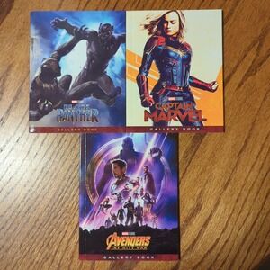 Lot Of 3 Gallery Books Black Panther Captain Marvel Avengers Infinity War Photos